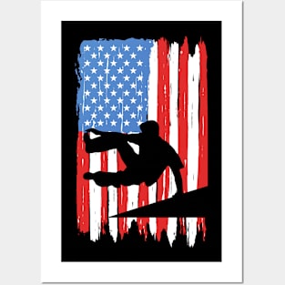 American Flag Freerunning Graphic Posters and Art